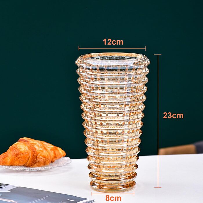 Ваза 23 см Kristallglas - циліндрична ваза з прозорого скла, велика декоративна ваза для квітів та гідропоніки, подарунок на весілля, новосілля