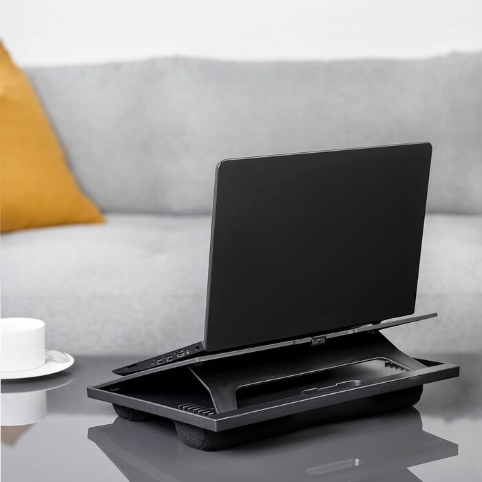 Підставка для ноутбука Navaris з пластику - для ліжка, дивана, планшета. Регульована підставка для ноутбука та планшета, 37,6x28x5,8 см, чорна