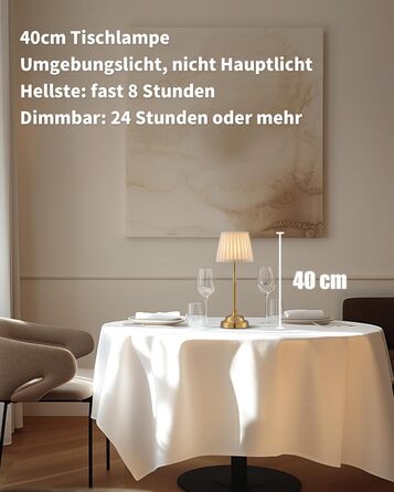 Світлодіодна настільна лампа бездротова, димована вінтажна нічна лампа, ретро акумуляторна лампа 4000mAh, для дому, бару, вітальні (Золото + Бежевий абажур)