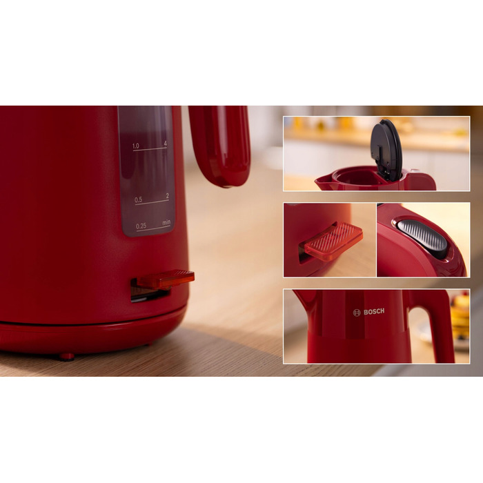 Електричний чайник Bosch MyMoment 1.7л TWK2M164, бездротовий, червоний