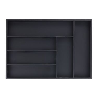 Relaxdays Black Cutlery Box with 6 Compartments