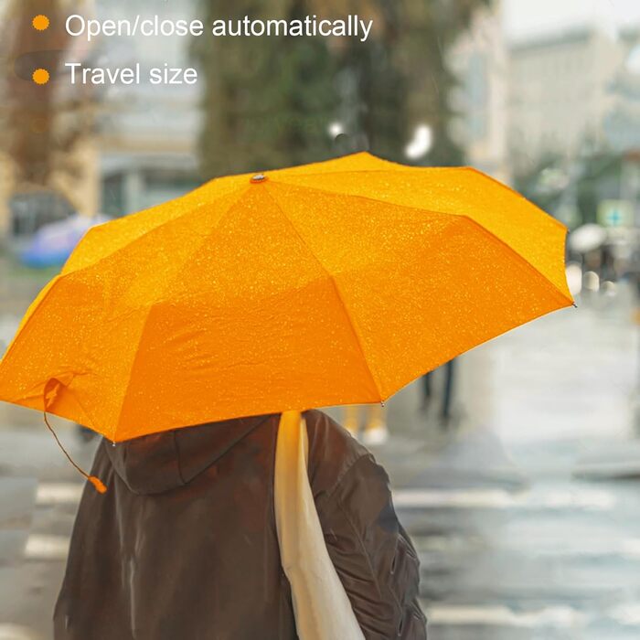 Зонт дорожній автоматичний SIEPASA, компактний, чорний у горошок (S-orange)