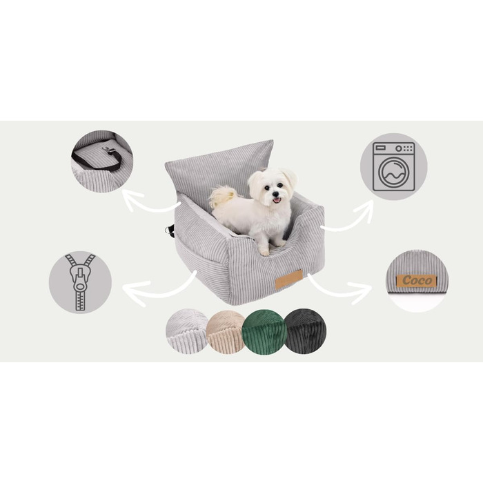 Автоматичний лежак для собак у машину з іменем, бежевий, 60x60x30 см