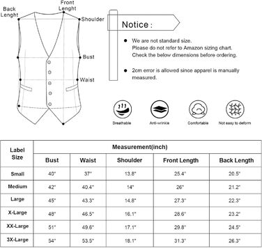 Чоловіча жилетка Alizeal для ділового костюма, однотонна, класичний крій, смокінг, чорна, L