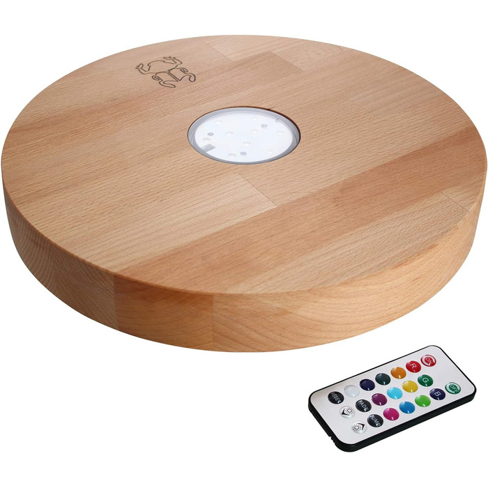 Kaya Shisha Coaster with LED and Remote Control, Water Pipe Accessories (Ø 22cm) (Beech, 30cm)