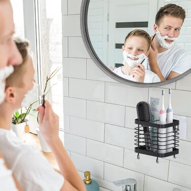 Підставка для зубних щіток Luxspire, електрична, з нержавіючої сталі, настінна без свердління, чорна, 2 слоти