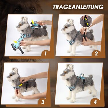 Шлейка для собак великих порід, анти-тяга, з 2 карабінами та зручною ручкою, регульована та світловідбиваюча, для щоденних тренувань (L), камуфляжний колір