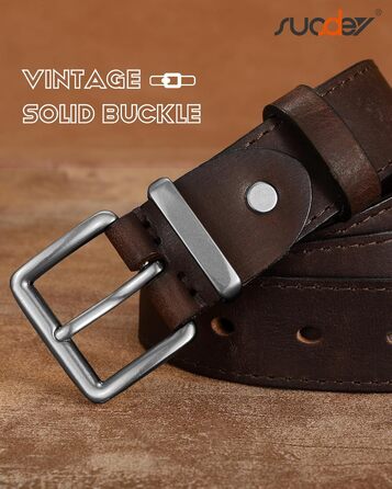 Жіночий шкіряний ремінь SUOSDEY вінтажний, для джинсів, штанів та суконь, з пряжкою золото/срібло, ширина 3.3 см (кава-срібло, розмір 92-102 см)