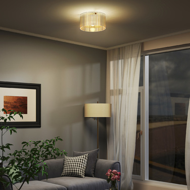 HOMCOM Flush Mount Ceiling Light with Acrylic Shade and Metal Frame, Compatible with Halogen and LED Bulbs
