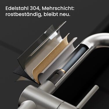 Змішувач для кухні CECIPA X203B чорного кольору з висувною лійкою, поворотний на 360°, з двома режимами струменя, нержавіюча сталь