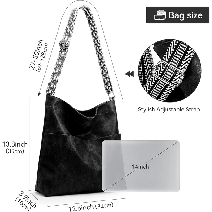 Сумка Kalidi Shopper для жінок, велика сумка-тоут, екошкіра, бежева (Cracked Beige), чорна - для коледжу, школи, роботи, подорожей, покупок