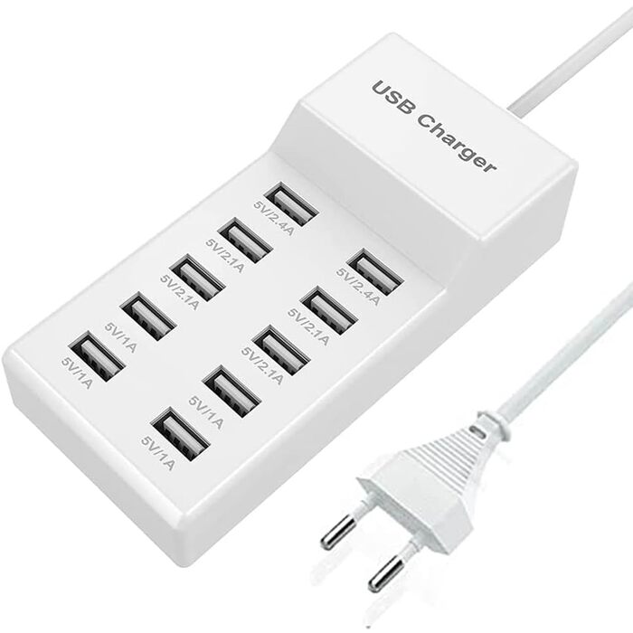 Зарядний пристрій USB-C 620W GaN, 10 портів: 7 USB-C + 3 USB-A, швидка зарядка для ноутбуків, iPhone, Samsung, MacBook Pro/Air, Dell (PD 10A)