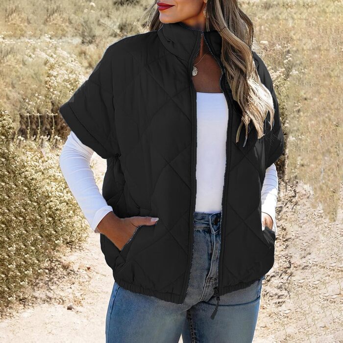 Жіноча жилетка Steppweste, легка, з коміром-стійкою, без рукавів, на блискавці, осінь/зима, трендова, чорна