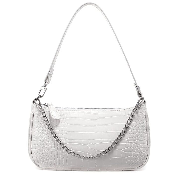 Сумка жіноча LOVEVOOK крокодиловий візерунок біла: сумка-клатч, сумка на плече, міні-сумка месенджер для побачень, вечірок, покупок