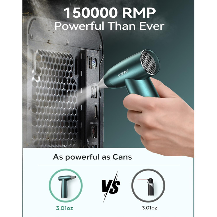 Електричний пилосос для видалення пилу 150000 RPM - бездротовий компресор для чищення з потужним безщітковим мотором (червоний)