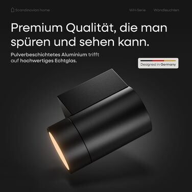 LED-стінна лампа для дому та вулиці, регулювання яскравості, IP65, 230V, 6W, тепле біле світло 3000K, 700lm, комплект 2 шт. (чорний, Wh-серія)