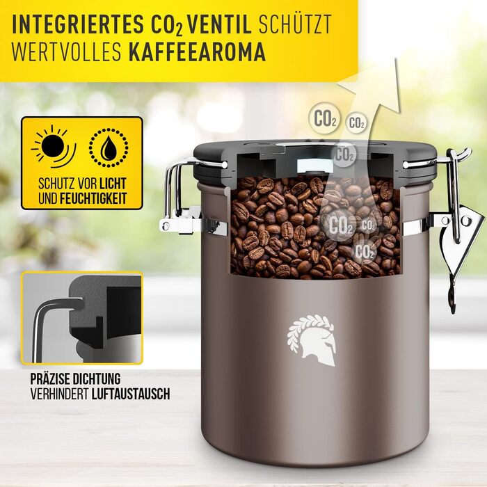 BaristaSoul Barista Legends® - Герметична кавова банка 500г з нержавіючої сталі з вічним календарем (Gunmetal)