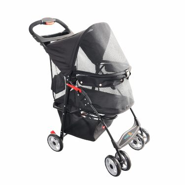 Дитяча коляска для тварин з замком, 4 колеса, кошик для зберігання, тримач для напоїв, для котів та собак