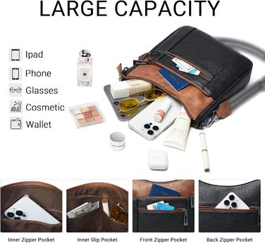 Сумка жіноча через плече Shrrie, екошкіра, чорно-коричнева, з ременем, для подорожей