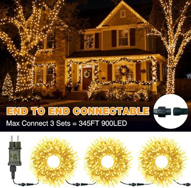 Льо́хко́ва гірля́нда BTfarm 20M з 200 LED, для дому та саду, з пультом, таймером, IP65, тепле біле світло