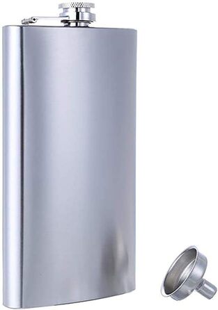 Фляга TANEAXON з воронкою та коробкою, нержавіюча сталь, без витоку (срібна, 355 мл)