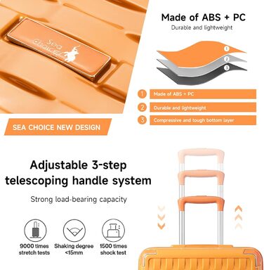 Набір валіз Sea Choice: 3 валізи (55/65/75 см) + косметичка, білий, з TSA-замком