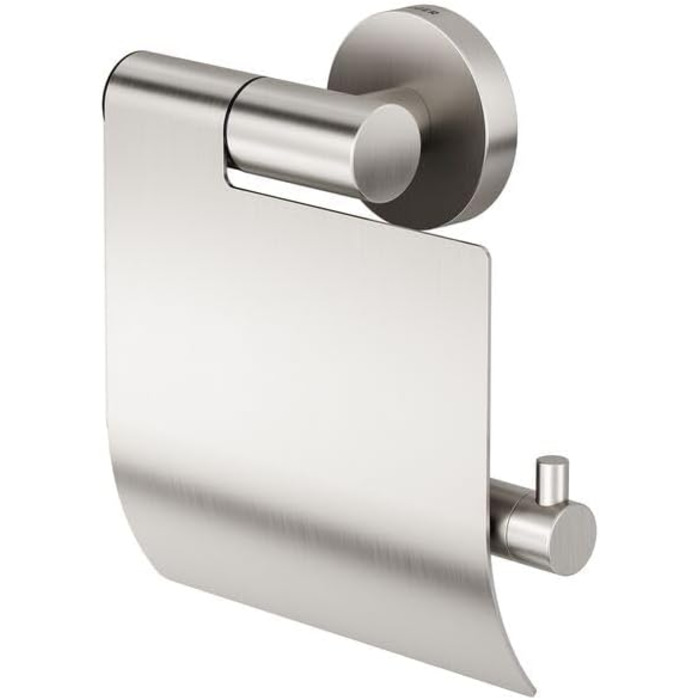 Tiger Boston Stainless Steel Toilet Paper Holder with Cover - Wall Mounted, Brushed Finish Single Roll