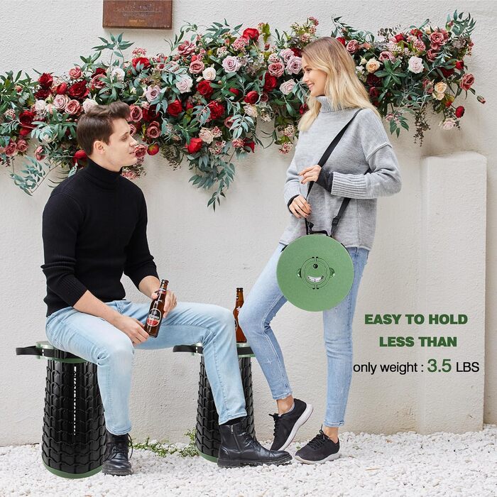 Розкладний телескопічний стілець Alevmoom для риболовлі та відпочинку на природі, 50 см, 450 кг, темно-зелений