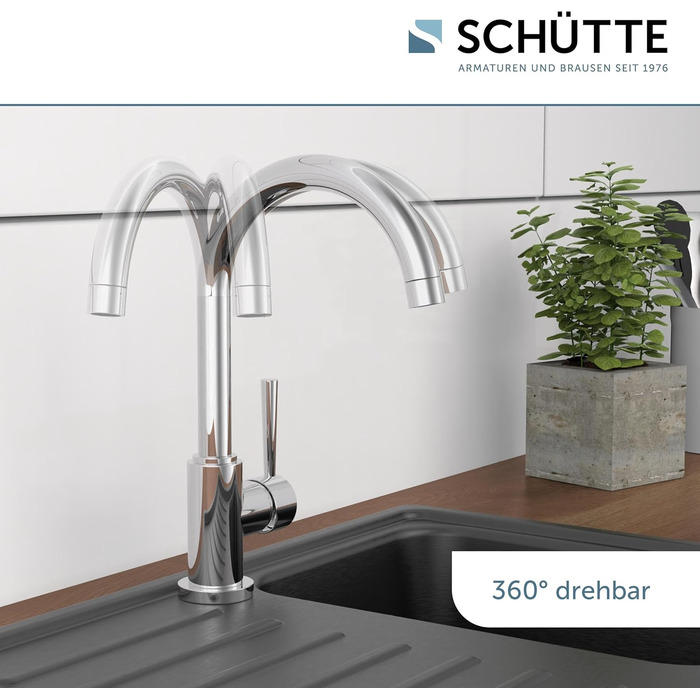 Кран кухонний SCHÜTTE Cornwall, 360° поворотний, з однорідним змішувачем, для раковини, хром, низький тиск