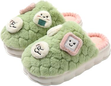Зимові домашні тапочки для жінок та чоловіків з плюшу, теплі, зручні, з піною, неслизькі, пухнасті (42/43 EU, зелені)