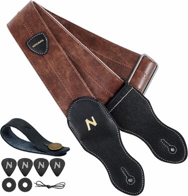 Гітарний ремінь Nefelibata з кишенею для медіатора, 2.3 дюйма, веганська шкіра, стиль Porter, 60-ті, вестерн, вінтаж, регульований від 42' до 66'