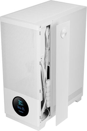 Корпус ПК Tacens SAGITTA20 з LED-дисплеєм, 3 вентилятори 120мм, загартоване скло, сітчастий фільтр, USB-C, чорний