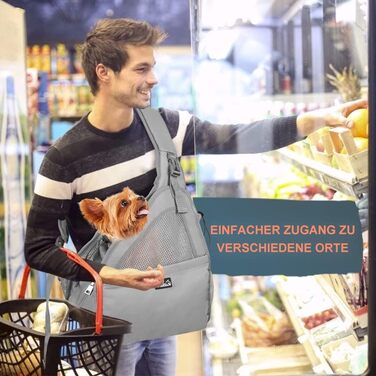 Сумка-переноска для собак та цуценят до 7 кг, сірого кольору. Зручна, з регульованим ремінцем, м'яка підкладка, сітчаста вентиляція, міцна основа, кишеня на блискавці, легко миється.