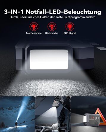 Портативний пусковий пристрій OGORI K33 з компресором 150 PSI та LED ліхтариком для автомобілів 12V (бензин 8L/дизель 10L)