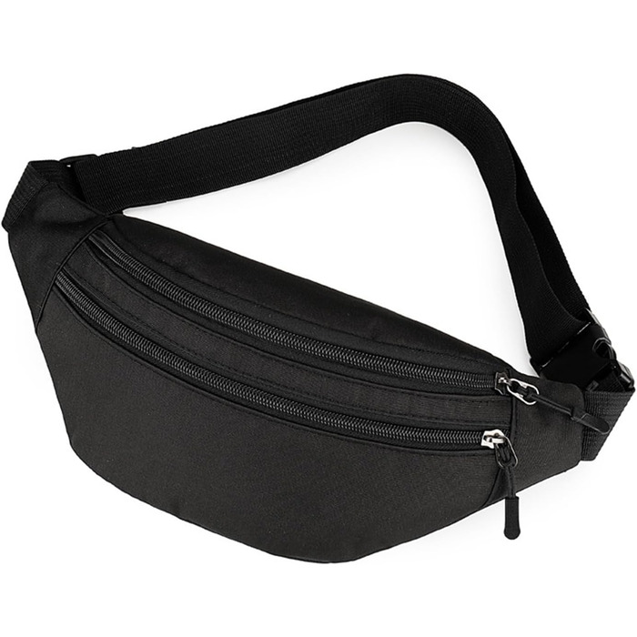 Чоловіча/Жіноча поясна сумка на пояс, бананка з PU шкіри, водонепроникна, чорна. Спортивна, для подорожей, фестивалів, бігу, хайкінгу