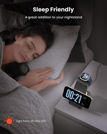 Зарядна станція GEEKERA 3-в-1 для бездротової зарядки Google Pixel Watch 3/2, Fitbit Versa 4/3/Sense 2, iPhone, Pixel, Samsung (Чорний матовий)