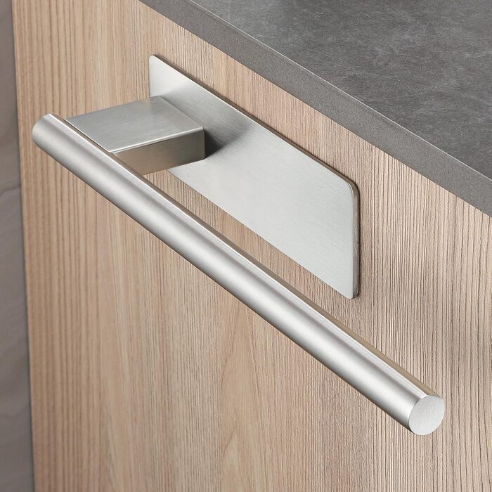 Тримач для рушників без свердління, подвійний, 304 нержавіюча сталь, рушник-перекладина з двома підлокотниками, самоклеючий, для гостьових рушників, монтаж на стіну для ванної кімнати та кухні (срібний)