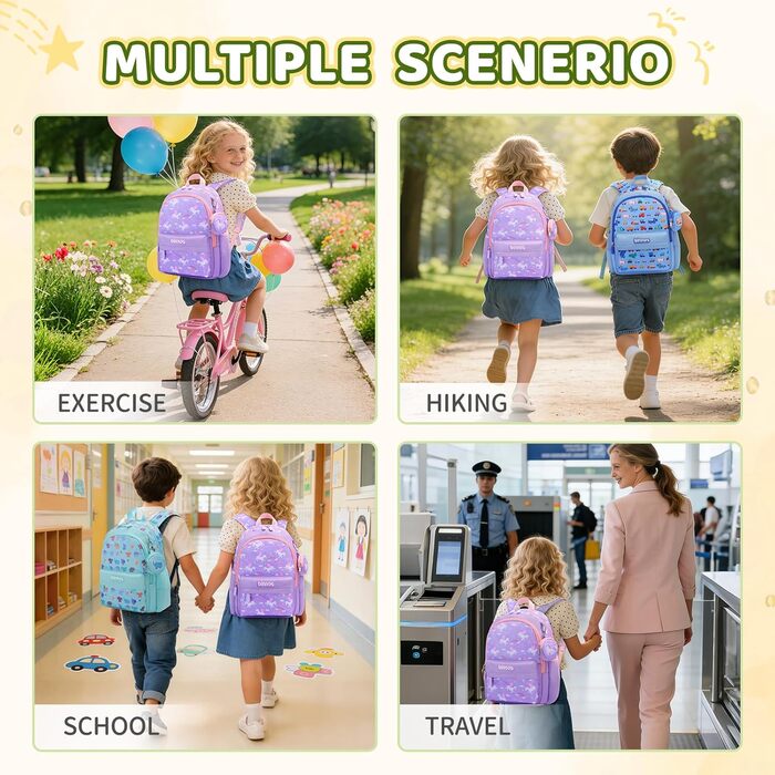 Дитячий рюкзак SUN EIGHT для хлопчиків та дівчаток: легкий, міцний, для садка, школи та подорожей (фіолетовий)
