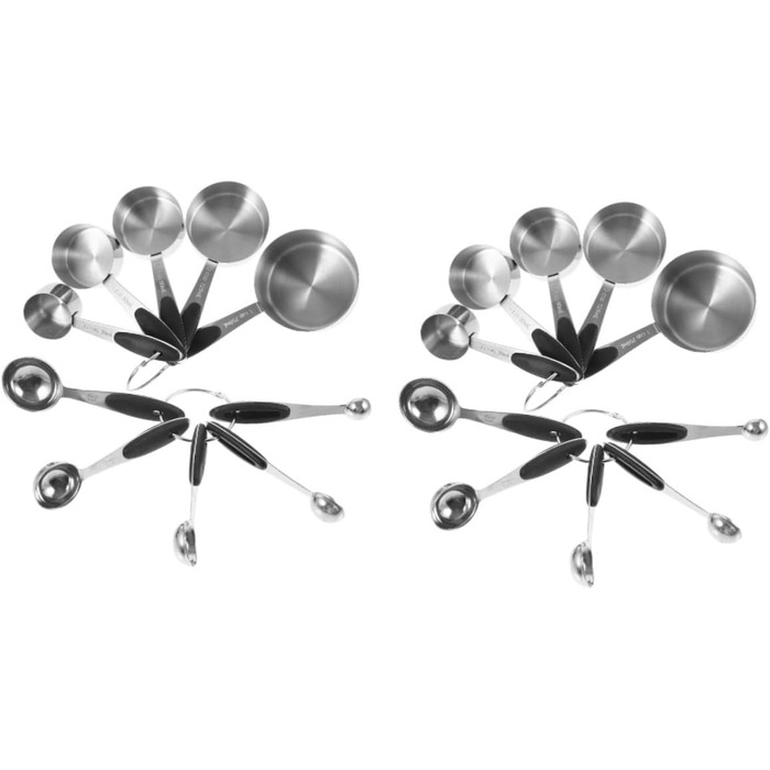Cabilock 2-Piece Stainless Steel Measuring Spoons Collapsible Measuring Cups Gadgets Adjustable Batter Measuring Spoon Dispenser Dessert Cups with Lid Pantry Silica Gel