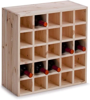 Zeller 13170 Wine Rack, Natural Wood, Cross Design, approx. 52 x 25 x 52 cm, Natural (25)