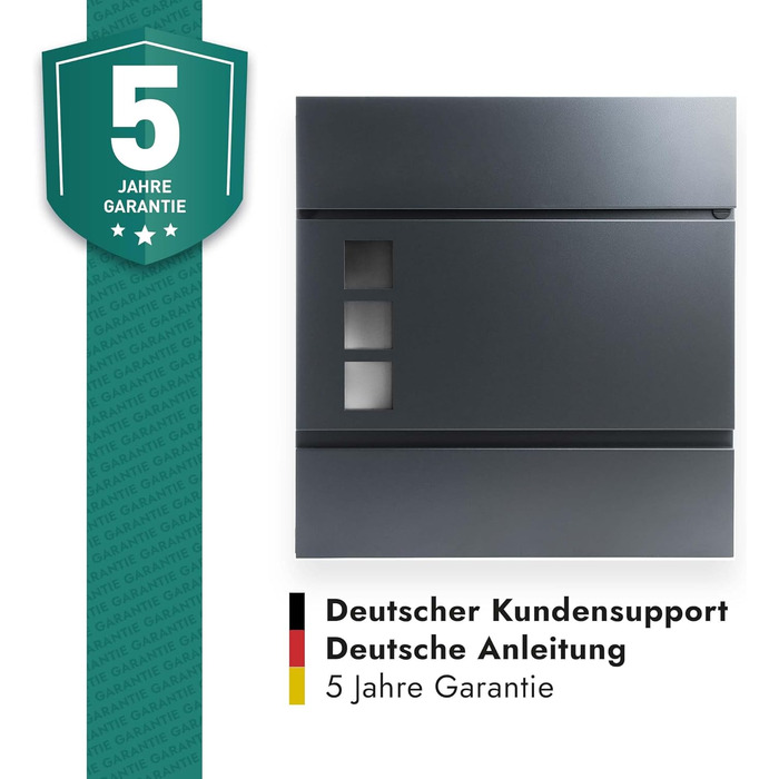 Поштова скринька Forgard Helsingborg антрацит з газетницею (RAL 7016), персоналізована, з монтажним комплектом, з цинкової сталі