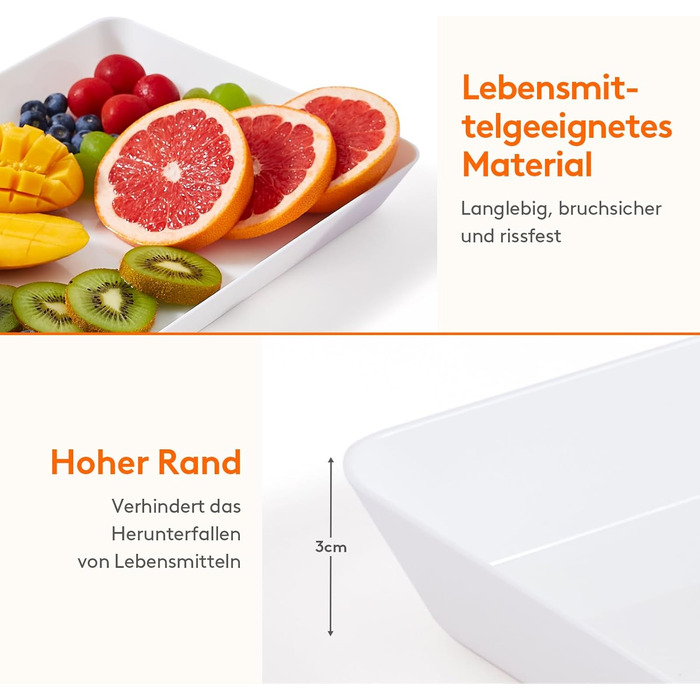 Сервірувальне блюдо Lifewit з пластику, 36,7 x 2 см, велике, набір, BPA-free, багаторазове, для буфетів, свят, пікніків, сніданків та закусок, білий (3)