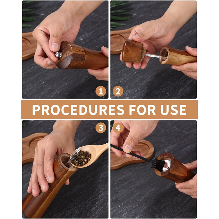 Набір з 2 мельниць для солі та перцю Peugeot з керамічним жорном, 21.5 см, масивне дерево