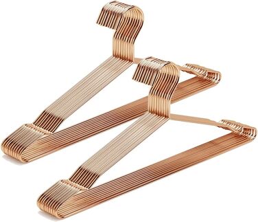 Amber Home 20-Piece 43cm Rose Gold Iron Clothes Hangers, Rose Gold Metal Clothes Hangers with Non-Slip Groove for Suit, T-Shirt, Shirt, Jacket, Dress, Pants, Robust and Durable
