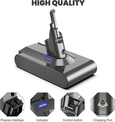 Акумулятор для пилососа Dyson V8 (6.0Ah) – замінник оригінального акумулятора Dyson V8, сумісний з моделями Absolute, Animal, Filter, Motorhead, Fluffy, V8-1