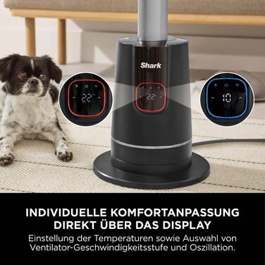 Вентилятор та обігрівач 2-в-1 Shark TurboBlade Cool + Heat з термостатом, пультом керування та коливанням | Безлопатевий вентилятор та обігрівач для швидкого нагріву та охолодження, чорно-золотий, TH200EU TurboBlade – Cool + Heat, антрацит