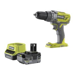 RYOBI 18V ONE+ акумуляторний ударний дриль-шуруповерт, комплект R18PD3-140SA, 4Ah, зарядний пристрій, набір біт RAK31MSD, сумка для інструментів