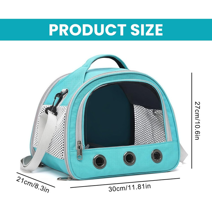 Транспортна сумка для кота та собаки, переноска для тварин з плечовим ременем, 30x27x21 см