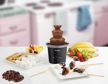 Шоколадний фонтан Bestron з 3 ярусами, 60 Вт, чорний колір, з підігрівом