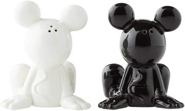 Enesco Disney Ceramics Salt and Pepper Shakers Mickey Mouse, Sitting, 8.9 cm, Black and White